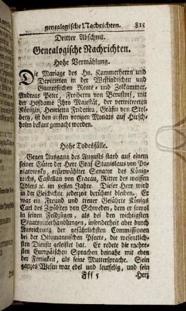 Dritter Abschnit. Genealogische Nachrichten.
