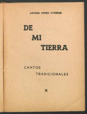 De mi tierra : Cantos tradicionales