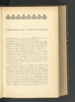 L´Administration de la Justice aux Colonies