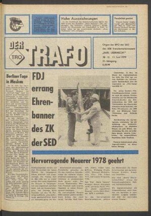 TRO-Betriebszeitung 'Der Trafo'; Nr. 12/1979 (11. Juni 1979)