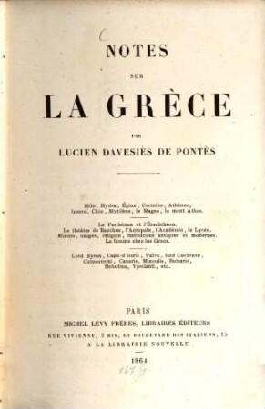 Notes sur la Grèce : (Journal d'un lieutenant de Frégate de 1828 - 33.)