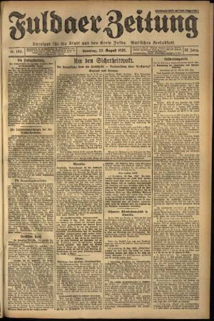 Erste Ausgabe vom Sonntag, den 23. August 1925.