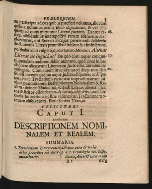 Caput I. continens Descriptionem Nominalem Et Realem.