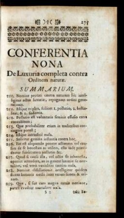 Conferentia Nona De Luxuria completa contra Ordinem naturae