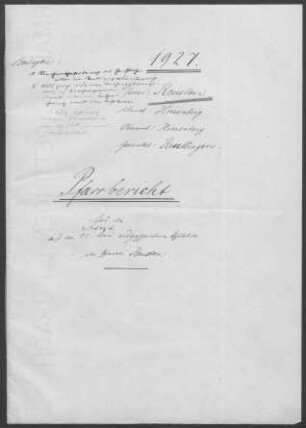 Reusten-Altingen: Pfarrbericht 1927