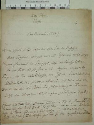 Nr. 6+7: Johann Gottlieb Klopstock: Das Neue. Elegie, Dezember 1793