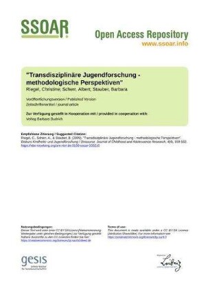 "Transdisziplinäre Jugendforschung - methodologische Perspektiven"