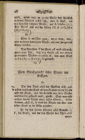 Vom Gleichgewicht fester Körper mit flüssigen.