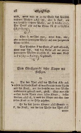 Vom Gleichgewicht fester Körper mit flüssigen.