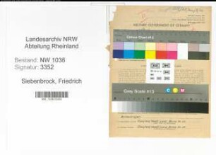 Entnazifizierung Friedrich Siebenbrock , geb. 28.09.1909 (Bahnbeamter)