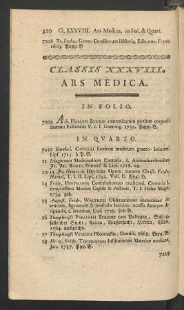 Classis XXXVIII. Ars Medica
