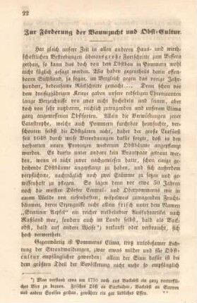 Zur Förderung der Baumzucht und Obst-Cultur.