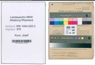 Entnazifizierung Josef Kunz , geb. 28.09.1889 (Schuhmacher)