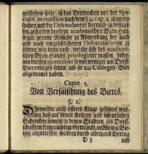 Caput 5. Von Verfälschung des Bieres.