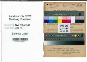 Entnazifizierung Josef Schmitz, geb. 28.04.1903 (Schulrektor)