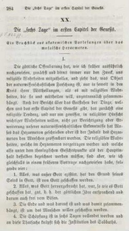 284-307 Die "sechs Tage" im ersten Capitel der Genesis