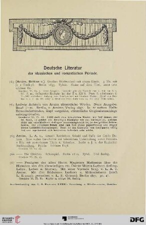Deutsche Literatur der klassischen und romantischen Periode (Nr. 763-1125)