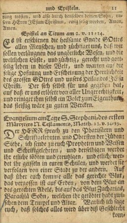 Evangelium am Tage S. Stephani, des ersten Märtyrers N. Testaments, Matth. 23. v. 34-39.