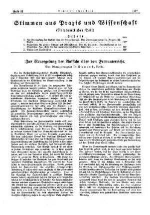 Zur Neuregelung der Aufsicht über den Fernunterricht : [Allgemeine Verwaltungssachen] ; [Für das Reich] ; [Amtliche Erlasse] ; [Amtlicher Teil]