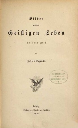 Bilder aus dem geistigen Leben unserer Zeit, [1]