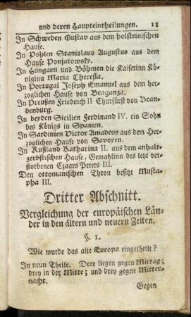 Dritter Abschnitt. Vergleichung der europäischen Länder in den ältern und neuern Zeiten.
