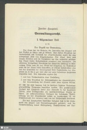Zweiter Hauptteil. Verwaltungsrecht