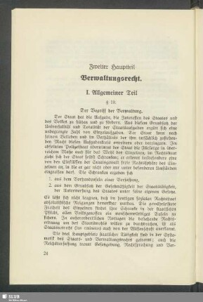 Zweiter Hauptteil. Verwaltungsrecht