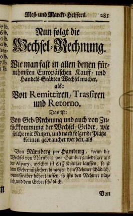 Nun folgt die Wechsel-Rechnung.