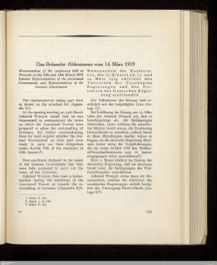 Das Brüsseler Abkommen vom 14. März 1919