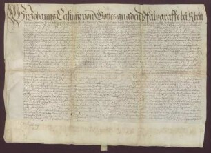 Pfalzgraf Johann Casimir verschreibt dem Heinrich Eckhard zu Heidelberg 50 Gulden jährlicher Gült aus 1.000 Gulden Kapital.