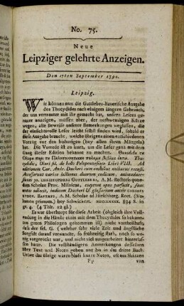 No. 75. Den 17ten September 1790.