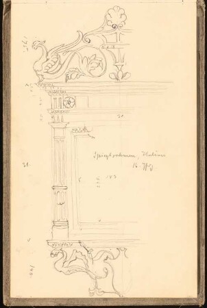 Skizzenbuch 1900-1901: Spiegelrahmen, Italien 16. Jahrhundert, Vorderansicht