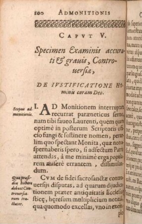 Capvt V. Specimen Examinis accurati & grauis, Controuersiae, De Ivstificatione Hominis coram Deo.