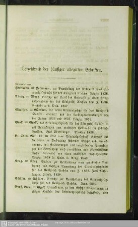 Verzeichniß der häufiger allegirten Schriften