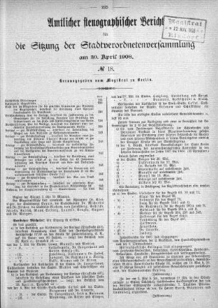 No. 18, 30. April 1908