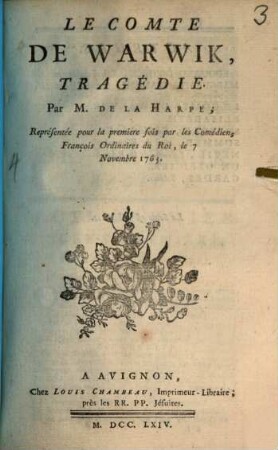 Le Comte de Warwik : Tragédie
