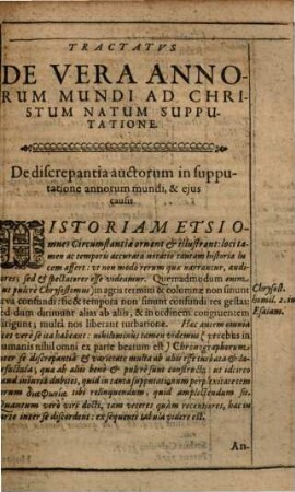 Isagoges historicae appendix : commentariolum continens de vera annorum mundi ad natum Christum supputatione ...
