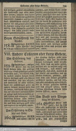 VIII. Andere Collecten oder kurze Gebete