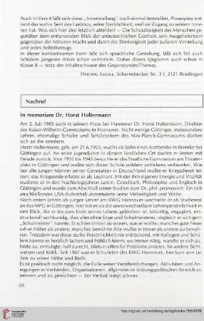 28: In memoriam Dr. Horst Holtermann
