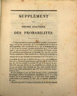 Théorie analytique des probabilités, [2,4]. Supplément a la théorie analytique des probabilités