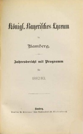 Jahresbericht mit Programm für .... 1882/83 (1883)