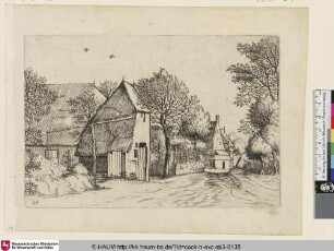 [Village Road with Draw Well; Dorfstraße mit einem Brunnen]