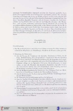 Gesamtsitzung am 16. Juni 2001