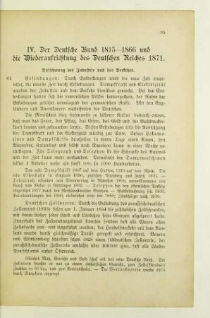 IV. Der Deutsche Bund 1815-1866 und die Wiederaufrichtung des Deutschen Reiches 1871