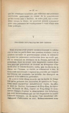 V. Procédés diplomatiques des Chinois