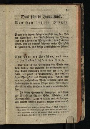 Das fuenfte Hauptstueck: Von den letzten Dingen