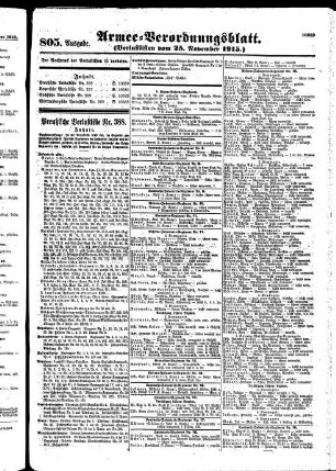 805. Ausgabe. Donnerstag, 25. November 1915