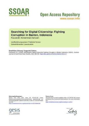 Searching for Digital Citizenship: Fighting Corruption in Banten, Indonesia