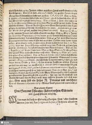 Das zehende Capitel. Von Seen und Pflantzen, Ackersleuthen, Gärtnern und HaußVätern nützlich