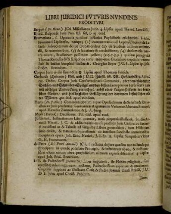 Libri Juridici Futuris Nundinis Prodituri.